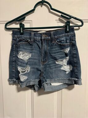 Mudd Distressed Dark Blue Denim Jean Shorts